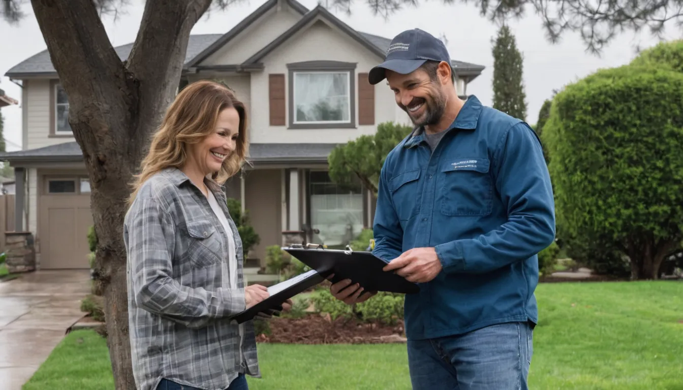 Homeowner reviewing a written tree removal quote with a local provider in Lansdale